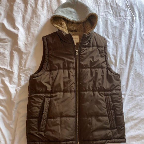 Men's Brown Weatherproof Vintage Men's Hooded Quilted Puffer Vest with pockets - Picture 1 of 4